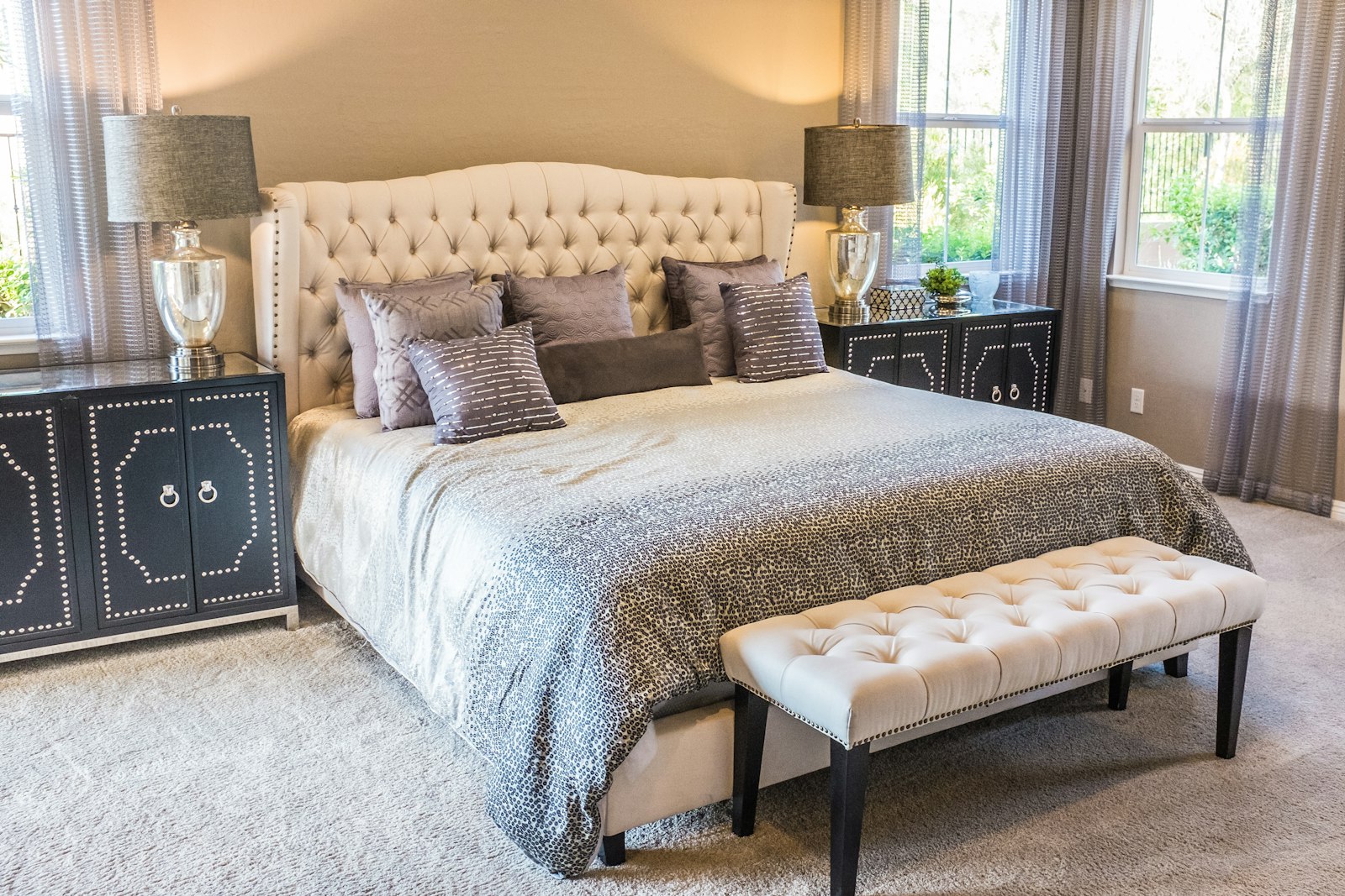 A tidy guest bedroom ready for a holiday let
